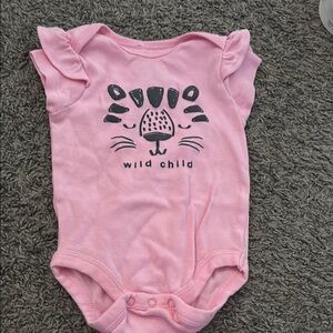 Pink Ruffled Bodysuit with Cat Design